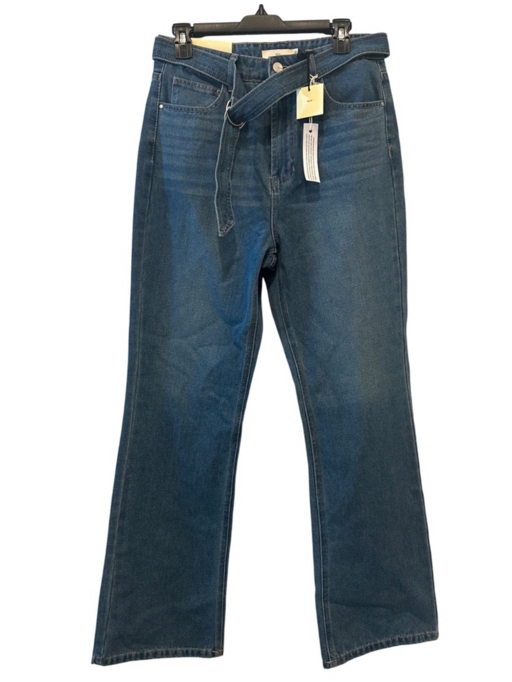 tgla Francesca's High Rise Flare Jeans Medium Wash Belted Size 27 (my37)